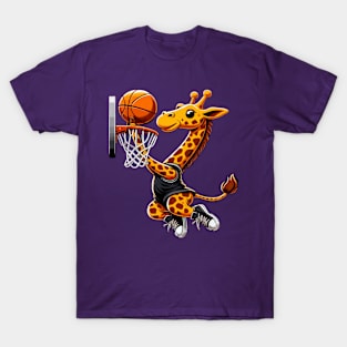 funny giraffe  basketball slam dunked T-Shirt